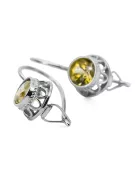 Des boucles d'oreilles Artisanat vintage Péridot jaune Argent sterling 925 vec117s